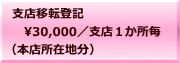 支店移転登記 　30,000／支店１か所毎 （本店所在地分）