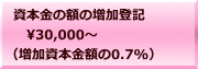 資本金の額の増加登記 　30,000～ （増加資本金額の0.7%）